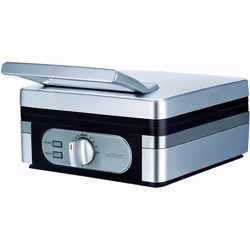 MPM - mgo 13 Gaufrier professionnel pour 2 gaufres belges épaisses, plaques antiadhésives 1400W Argent