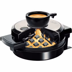 MPM - MGO-31M Gaufrier 4 Gaufres Triangulaires, Température Automatique Plaques Anti-adhésives 700W Noir/Argent