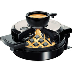 MPM - MGO-31M Gaufrier 4 Gaufres Triangulaires, Température Automatique Plaques Anti-adhésives 700W Noir/Argent