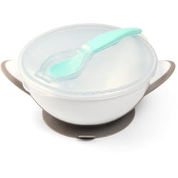 BabyOno Be Active Suction Bowl with Spoon Grey 6 m+ 2 pcs