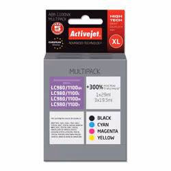 Activejet Encre ABB-1100NX (remplacement Brother LC1100/980 ; Suprême ; 1 x 29 ml, 3 x 19,5 ml ; noir, rouge, bleu, jaune), R ...