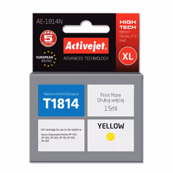 Activejet Encre AE-1814N (remplacement Epson 18XL T1814; Suprême; 15 ml; jaune), Rendement élevé (XL), Encre à colorant, 15 m ...