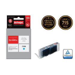 Activejet Encre ACC-551CN (remplacement Canon CLI-551C ; Suprême ; 15 ml ; bleu)