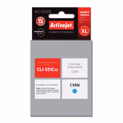Activejet Encre ACC-551CN (remplacement Canon CLI-551C ; Suprême ; 15 ml ; bleu)