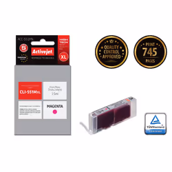 Activejet Encre ACC-551MN (remplacement Canon CLI-551M ; Suprême ; 15 ml ; rouge), Rendement élevé (XL), Encre à colorant, 15 ...