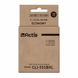 Actis Encre KC-551Bk (remplacement de l'encre Canon CLI-551BK ; Standard ; 12 ml ; noir), Rendement standard, Encre à pigment ...