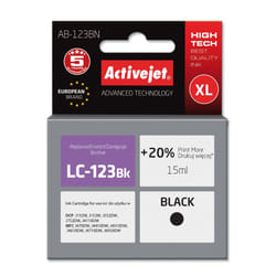 Activejet Encre AB-123BN (remplacement de Brother LC123BK/121BK ; Supreme ; 15 ml ; noir)