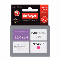 Activejet Encre AB-123MN (remplacement Brother LC123M/121M ; Supreme ; 10 ml ; rouge), Rendement élevé (XL), Encre à colorant ...