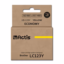 Actis KB-123Y (remplacement Brother LC123Y/LC121Y ; Standard ; 10 ml ; jaune), Rendement standard, Encre à colorant, 10 ml, 1 ...