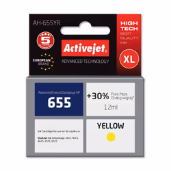 Activejet Encre AH-655YR (remplacement HP 655 CZ112AE ; Premium ; 12 ml ; jaune), Rendement élevé (XL), Encre à pigments, 12  ...