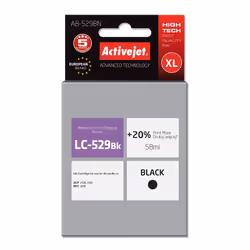 Activejet Encre AB-529BN (remplacement Brother LC529BK ; Suprême ; 58 ml ; noir), Rendement élevé (XL), Encre à pigments, 58 ...