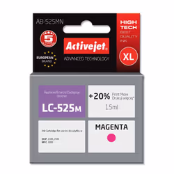 Activejet Encre AB-525MN (remplacement Brother LC525M ; Suprême ; 15 ml ; rouge), Rendement élevé (XL), Encre à colorant, 15  ...