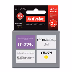Activejet Encre AB-223YN (remplacement Brother LC223Y ; Suprême ; 10 ml ; jaune), Rendement élevé (XL), Encre à colorant, 10  ...