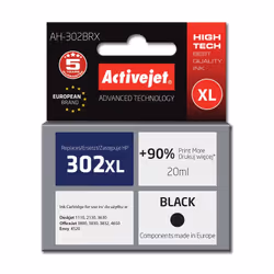 Activejet Encre AH-302BRX (remplacement HP 302XL F6U68AE ; Premium ; 20 ml ; noir)