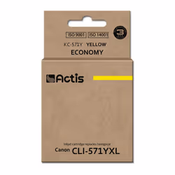 Actis Encre KC-571Y (remplacement de Canon CLI-571Y ; Standard ; 12 ml ; jaune), Rendement standard, Encre à colorant, 12 ml, ...