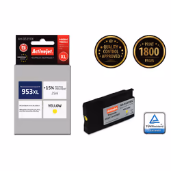 Activejet Encre AH-953YRX (remplacement de HP 953XL F6U18AE ; Premium ; 25 ml ; jaune)