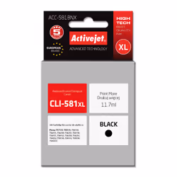 Activejet Encre ACC-581BNX (remplacement CLI-581Bk XL ; Supreme ; 11,70 ml ; noir), Rendement élevé (XL), Encre à colorant, 1 ...