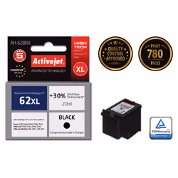 Activejet Encre AH-62BRX (remplacement HP 62XL C2P05AE ; Premium ; 20 ml ; noir), Rendement élevé (XL), Encre à pigments, 20  ...