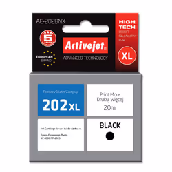 Activejet Encre AE-202BNX (remplacement Epson 202XL G14010 ; Suprême ; 20 ml ; noir), Rendement élevé (XL), Encre à pigments, ...