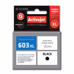 Activejet Encre AE-603BNX (remplacement Epson 603XL T03A14 ; Suprême ; 18,2 ml ; noir), Rendement élevé (XL), Encre à pigment ...