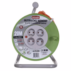 Activejet AJE-PB/20M, 20 m, Intérieure, Type E / F, Type F (CEE 7/4), IP20, 1 mm²