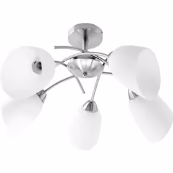 Activejet Plafonnier classique à lustre suspendu NIKITA nickel 5xE27 pour le salon, 5 ampoule(s), E27, IP20, Nickel