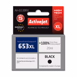 Activejet AH-653BRX Encre pour imprimantes HP; Remplacement HP 653XL 3YM75AE; Premium; 720 pages; noir, Rendement élevé (XL), ...