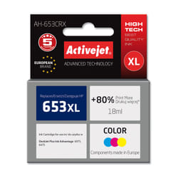 Activejet AH-653CRX Encre pour imprimantes HP; Remplacement HP 653XL 3YM74AE; Premium; 320 pages; couleur