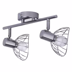 Activejet GIZEL double plafonnier mural bandeau chromé E14 applique pour salon, Surface, 2 ampoule(s), E14, IP20, Argent