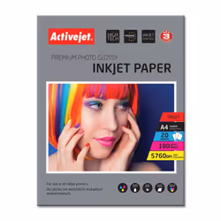 Activejet Papier brillant AP4-180G20 (A4 ; 20 pcs.), Gloss, 180 g/m², Jet d'encre, A4, 21x29.7 cm, Blanc