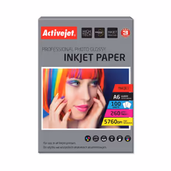 Activejet Papier brillant AP6-260GR100 (A6 ; 100 pcs.), Gloss, 260 g/m², Jet d'encre, A6, Blanc, Résine