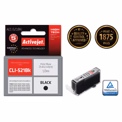 Activejet Encre ACC-521BN (Canon CLI-521Bk remplacement ; Suprême ; 10 ml ; noir), Rendement élevé (XL), Encre à pigments, 10 ...