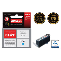 Activejet Encre ACC-521CN (Canon CLI-521C remplacement ; Suprême ; 10 ml ; bleu)