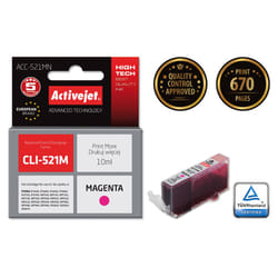 Activejet Encre ACC-521MN (remplacement Canon CLI-521M ; Suprême ; 10 ml ; rouge)