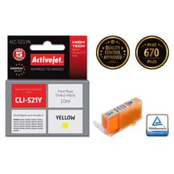 Activejet Encre ACC-521YN (remplacement Canon CLI-521Y ; Suprême ; 10 ml ; jaune)