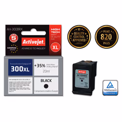 Activejet Encre AH-300BRX (remplacement HP 300XL CC641EE ; Premium ; 20 ml ; noir), Rendement élevé (XL), Encre à pigments, 2 ...