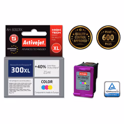 Activejet Encre AH-300CRX (remplacement HP 300XL CC644EE ; Premium ; 21 ml ; couleur), Rendement élevé (XL), Encre à colorant ...