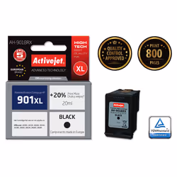 Activejet Encre AH-901BRX (remplacement HP 901XL CC654AE ; Premium ; 20 ml ; noir), Rendement élevé (XL), Encre à pigments, 2 ...
