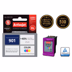 Activejet Encre AH-901CR (remplacement HP 901 CC656AE ; Premium ; 21 ml ; couleur), Rendement élevé (XL), Encre à colorant, 2 ...