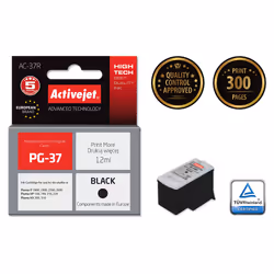 Activejet Encre AC-37R (remplacement de Canon PG-37 ; Premium ; 12 ml ; noir), Rendement élevé (XL), Encre à pigments, 12 ml, ...