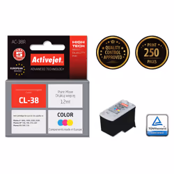 Activejet Encre AC-38R (remplacement de la Canon CL-38 ; Premium ; 12 ml ; couleur), Rendement élevé (XL), Encre à colorant,  ...