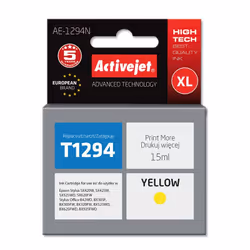Activejet Encre AE-1294N (cartouche pour Epson T1294; Supreme; 15 ml; jaune), Rendement élevé (XL), Encre à colorant, 15 ml,  ...