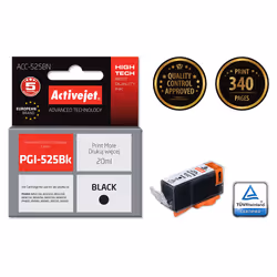 Activejet Encre ACC-525BN (remplacement de Canon PGI-525PGBK ; Supreme ; 20 ml ; noir), Rendement élevé (XL), Encre à pigment ...