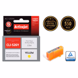 Activejet Encre ACC-526YN (remplacement Canon CLI-526Y ; Suprême ; 10 ml ; jaune), Rendement élevé (XL), Encre à colorant, 10 ...