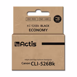Actis Encre KC-526Bk (remplacement de l'encre Canon CLI-526BK ; standard ; 10 ml ; noir), Rendement standard, Encre à pigment ...