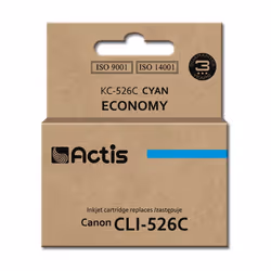 Actis Encre KC-526C (remplacement de la CLI-526C de Canon ; Standard ; 10 ml ; bleu), Rendement standard, Encre à colorant, 1 ...