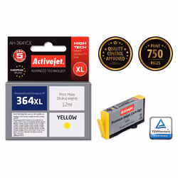 Activejet Encre AH-364YCX (remplacement HP 364XL CB325EE ; Premium ; 12 ml ; jaune), Rendement élevé (XL), Encre à pigments,  ...