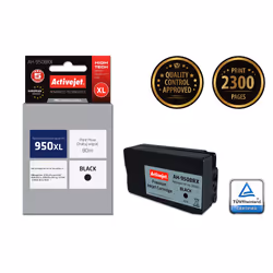 Activejet Encre AH-950BRX (remplacement HP 950XL CN045AE ; Premium ; 80 ml ; noir), Rendement élevé (XL), Encre à pigments, 8 ...
