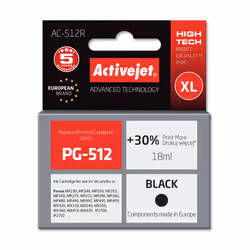 Activejet Encre AC-512R (remplacement de Canon PG-512 ; Premium ; 18 ml ; noir)