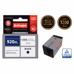 Activejet Encre AH-920BCX (remplacement HP 920XL CD975AE ; Premium ; 50 ml ; noir), Rendement élevé (XL), Encre à pigments, 5 ...